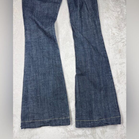 Vintage Y2K Free People Low Rise Zip Fly Flare Dark Blue Wash Blue Jeans Size 25 - Picture 12 of 15
